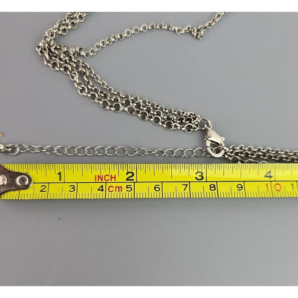 3 Layered Chain Necklace Black Theme Pendants Silver Tone 22 26 30 inch